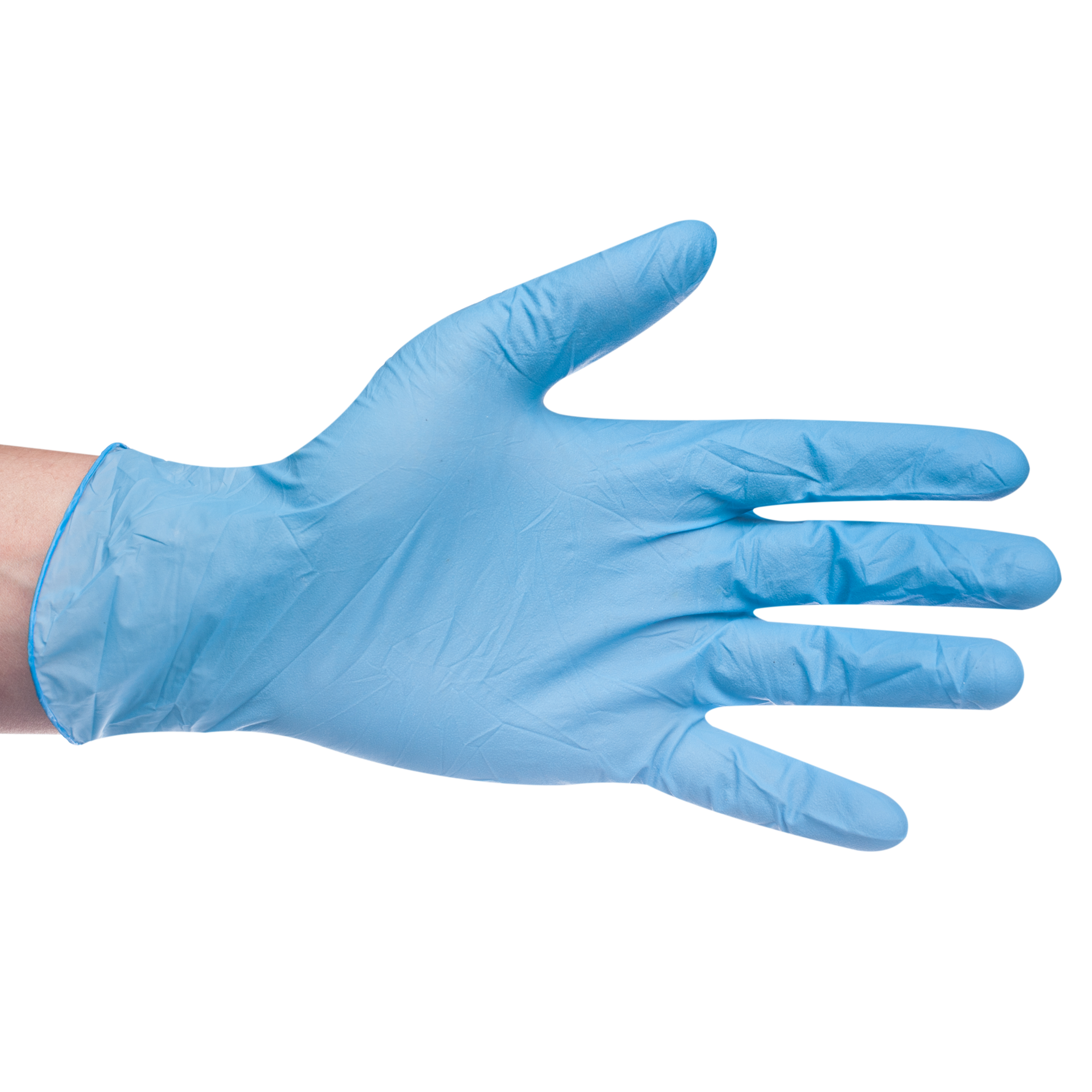 Перчатки резиновые (НИТРИЛ, NBR) голубой L 100 шт/упк с порошком  .